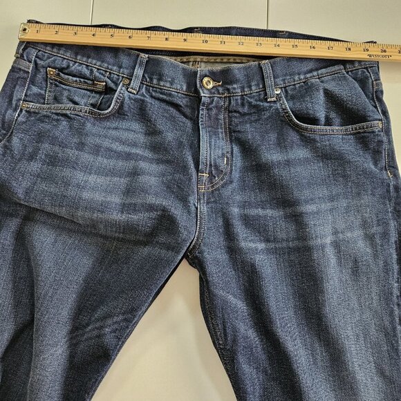 7 For All Mankind Jeans Mens 40x32 Dark Blue Slimmy SMSU980FY Denim Western Boho - Picture 4 of 16